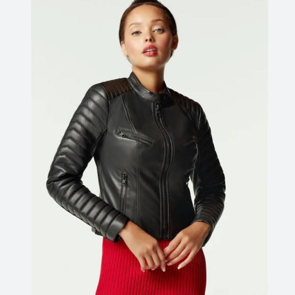 Blanc NoirSONIA Faux Leather JacketBlackMoto JacketNWT  Size L